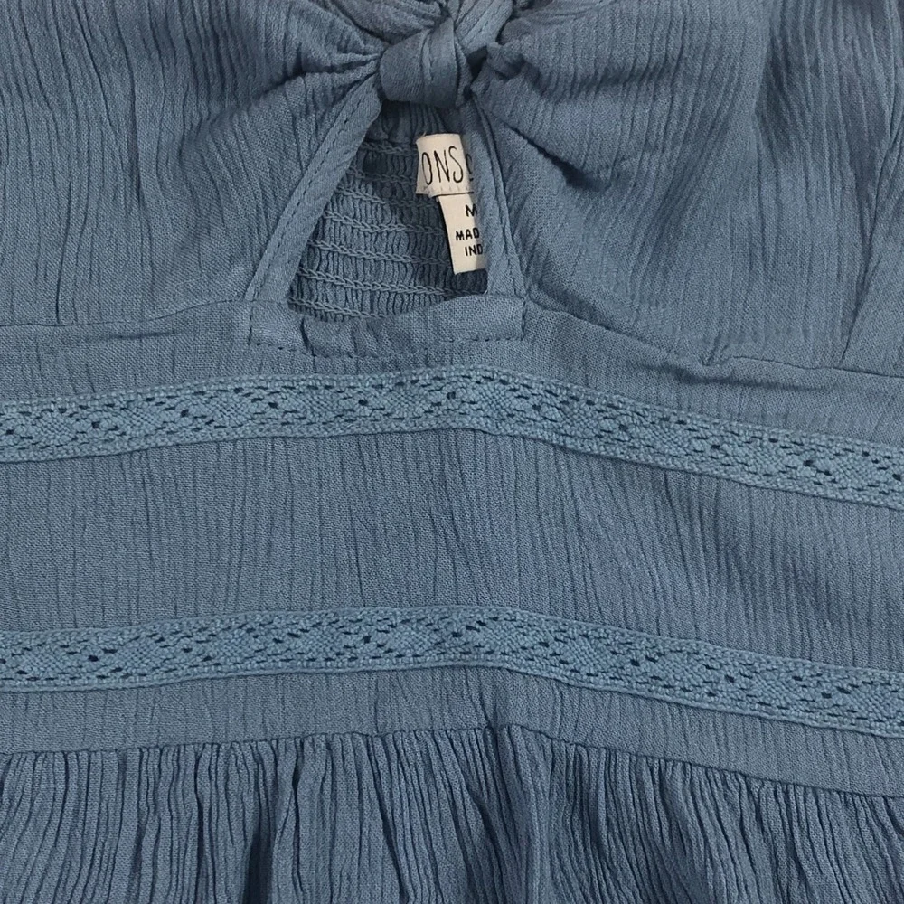 Patrons of Peace Womens Crop Tank Top Medium Blue‎ Ruffle Coastal Cottage Resort - Picture 6 of 11